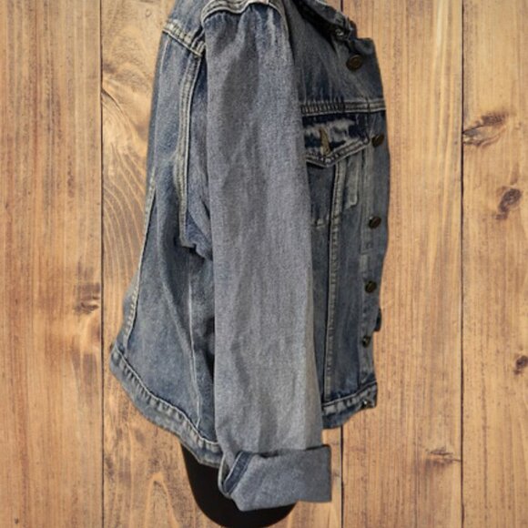 Jean Jacket with Removable Fur Collar - Picture 3 of 9